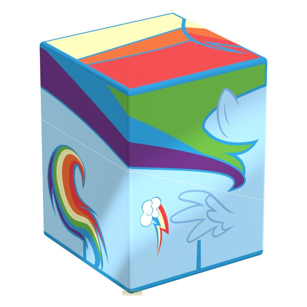 Une boîte colorée avec Rainbow Dash, un éclair et un nuage.