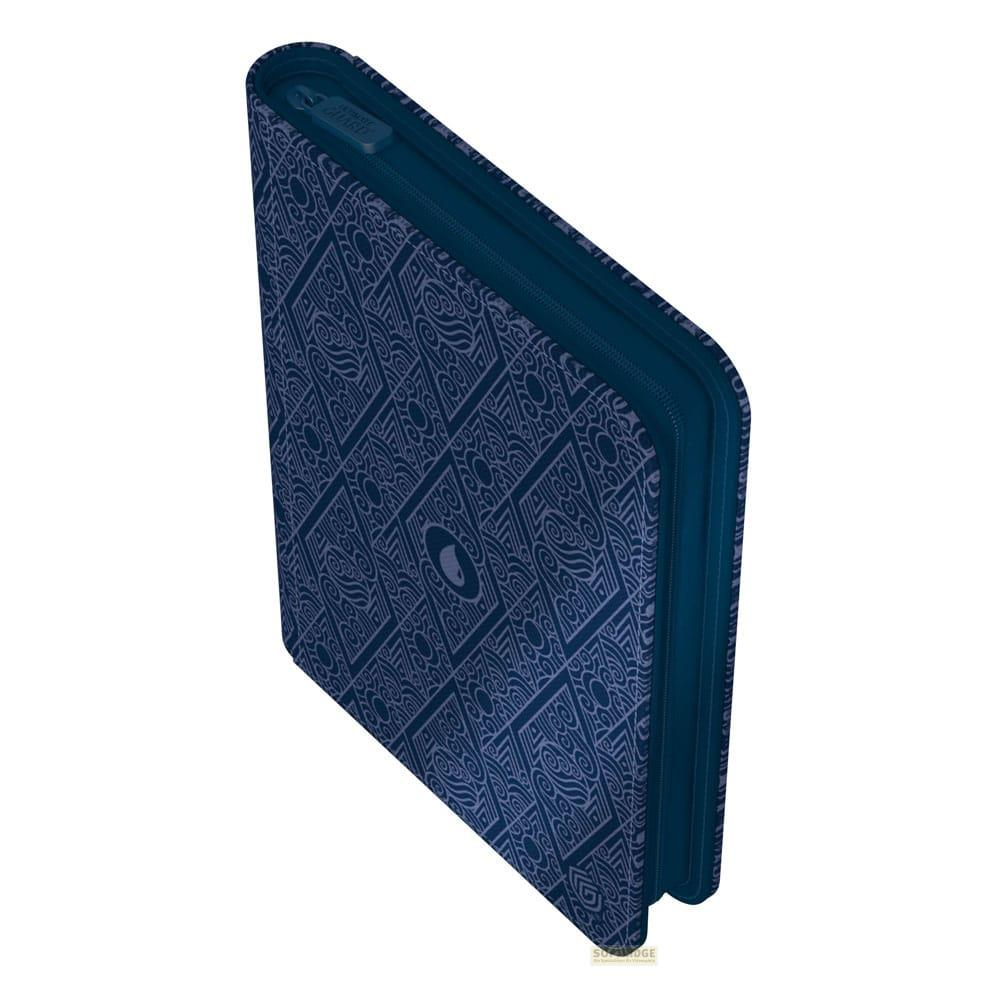 Dossier zippé bleu foncé à motif.