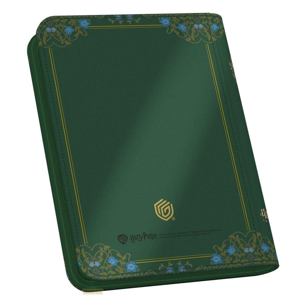 Dossier vert Harry Potter avec bordure dorée et détails floraux bleus.