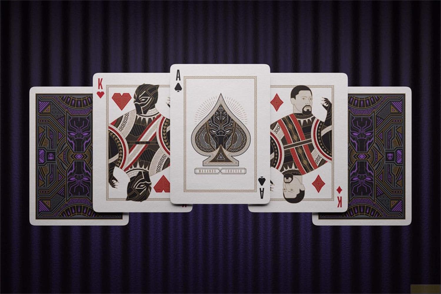 Carte da gioco Black Panther: Asso, Re e design del dorso.