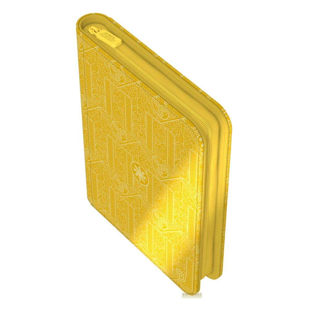Un classeur jaune à motif avec fermeture éclair.