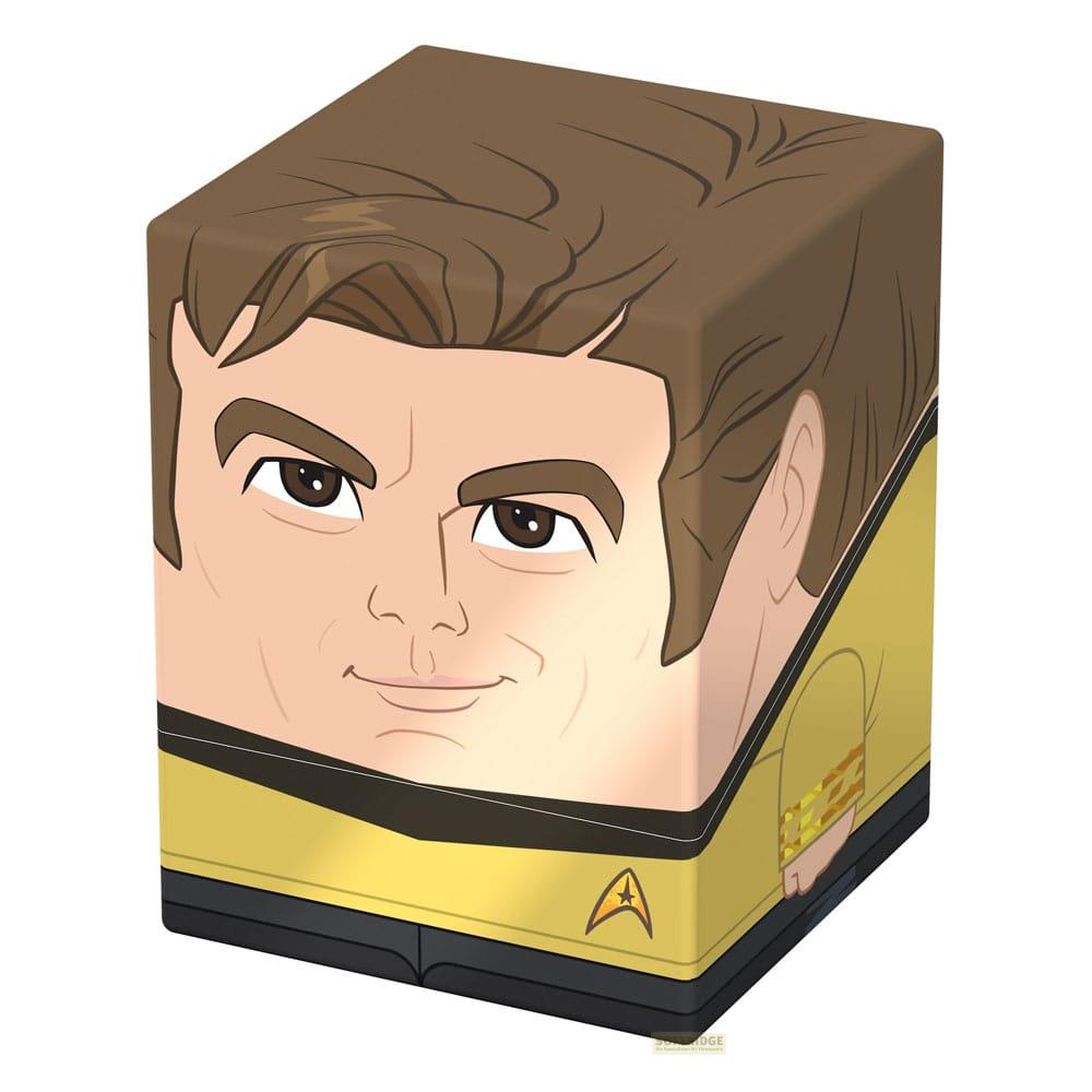 Un cubo con il volto e l'uniforme di James T. Kirk. Insegna della Flotta Stellare.