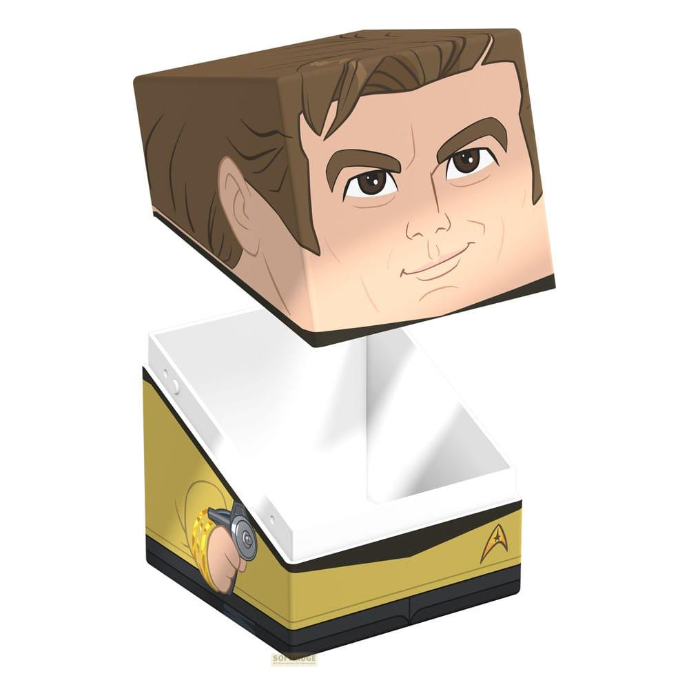 Un contenitore con il volto di Han Solo sul coperchio e un'uniforme di Starfleet sulla scatola.