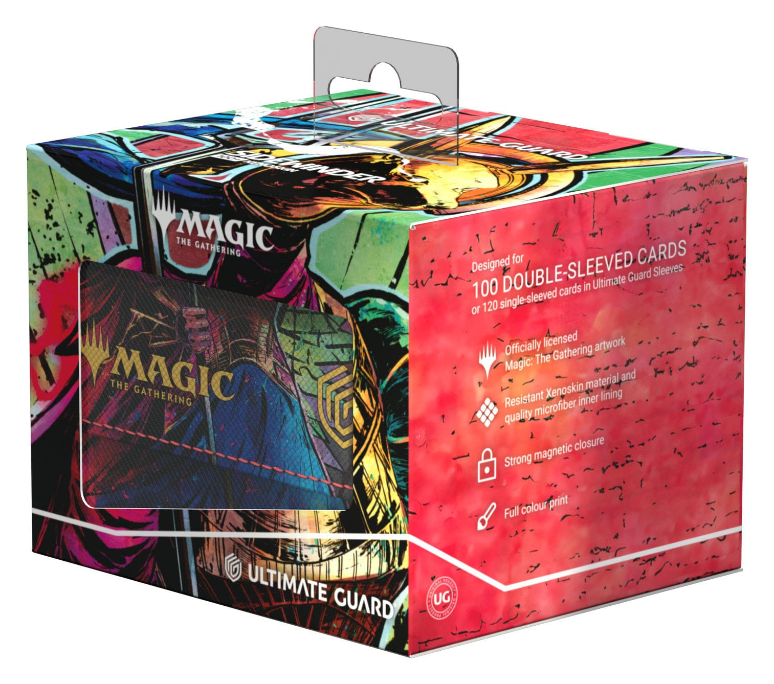 Une boîte de jeu de cartes Magic: The Gathering avec illustration colorée et informations produit.