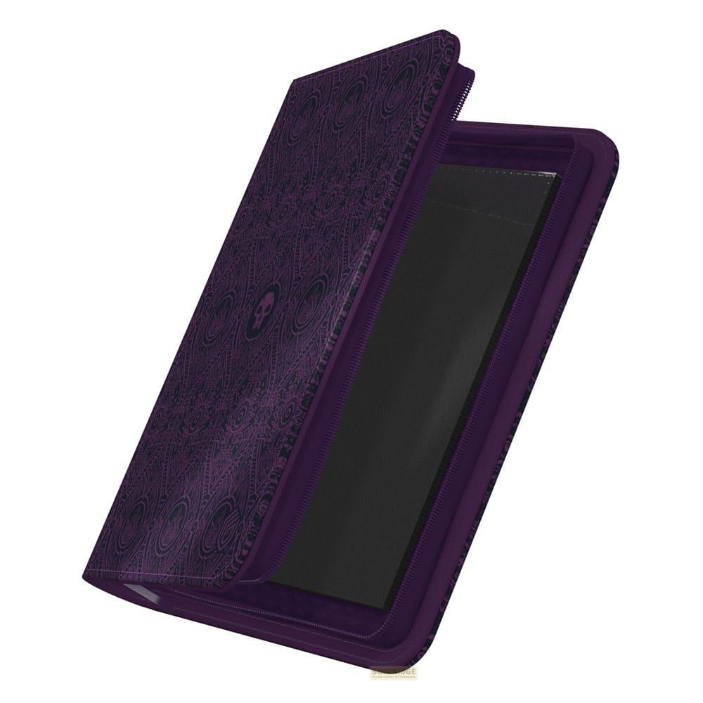 Pochette zippée violette à motif de crâne