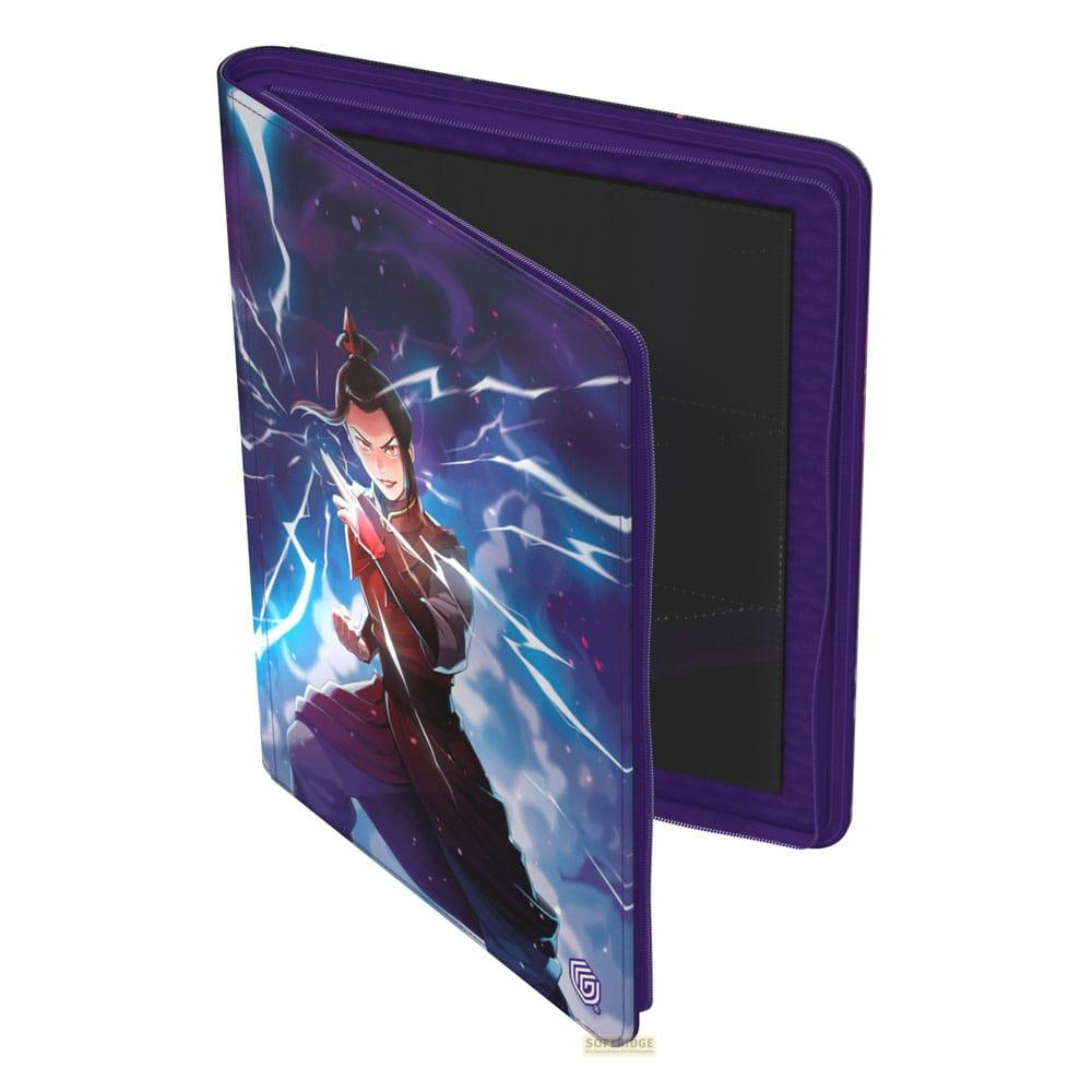Classeur violet avec personnage d'anime dans une tempête, fond blanc.