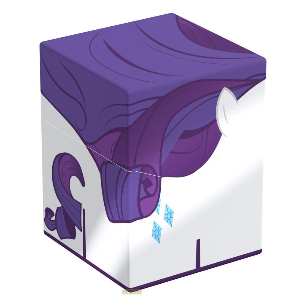 Un cube blanc avec des cheveux violets et des gemmes, inspiré de Rarity.