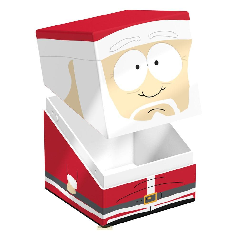 Un contenitore con coperchio apribile, disegnato come Mr. Hankey, il Babbo Natale marrone, su sfondo bianco.