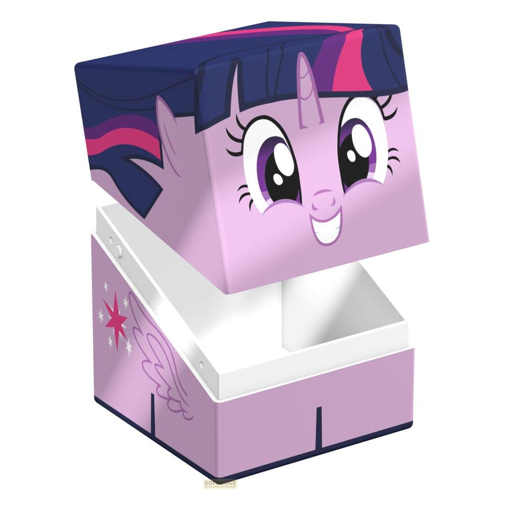 Une boîte violette ouverte avec le visage de Twilight Sparkle.
