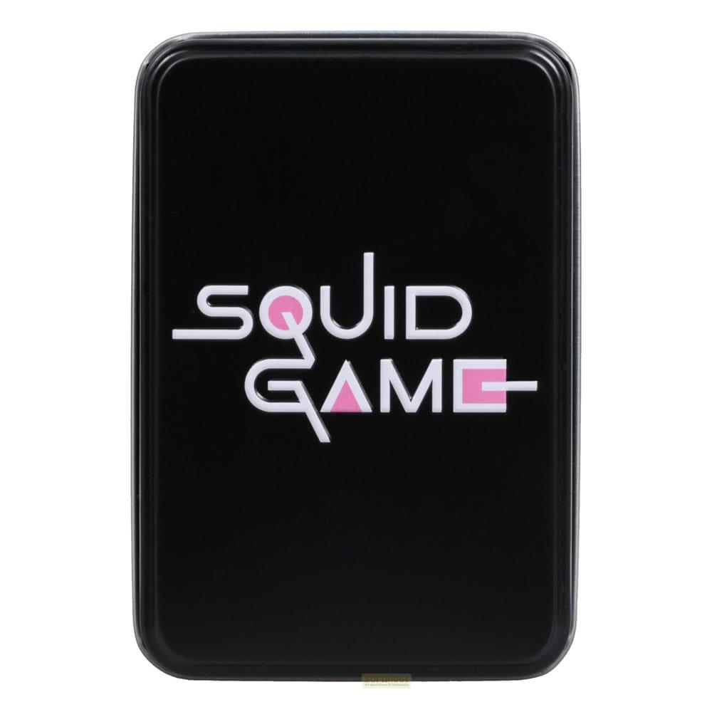 Scatola nera con logo bianco "Squid Game".
