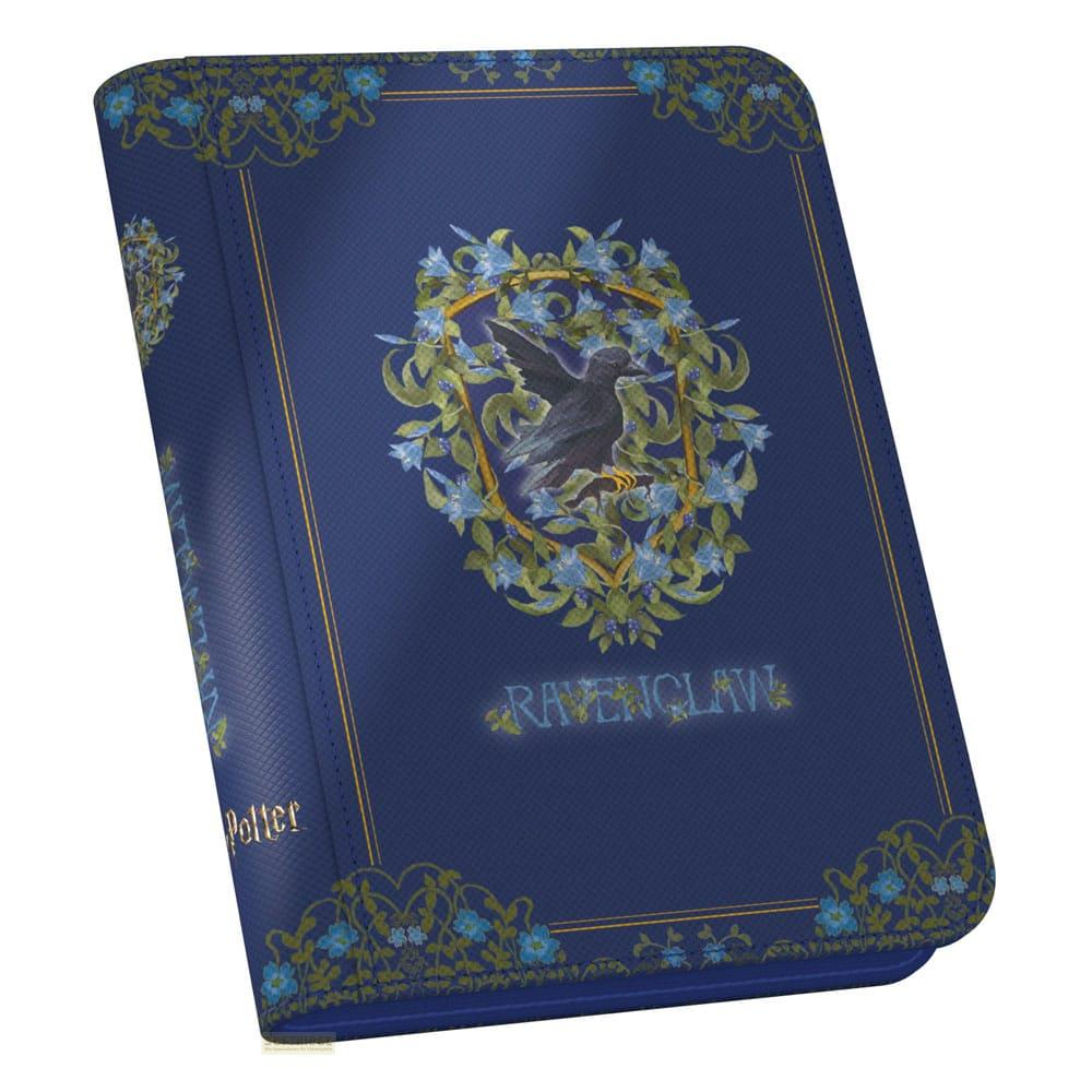 Couverture bleu foncé avec emblème de corbeau, fleurs bleues et Potter.