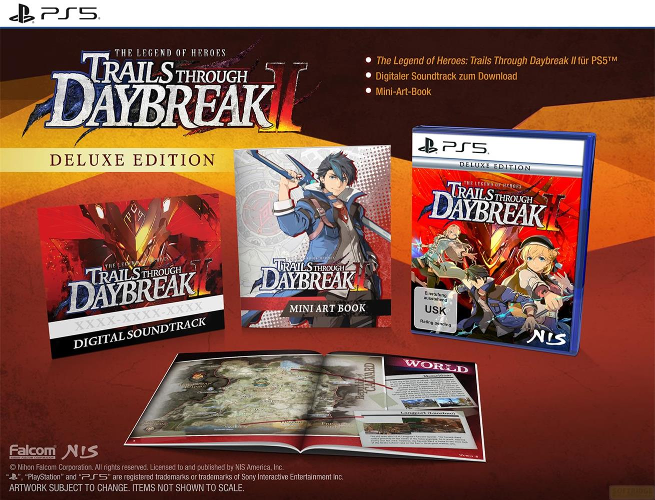 Edizione Deluxe PS5 di Trails Through Daybreak II con colonna sonora, artbook e gioco.