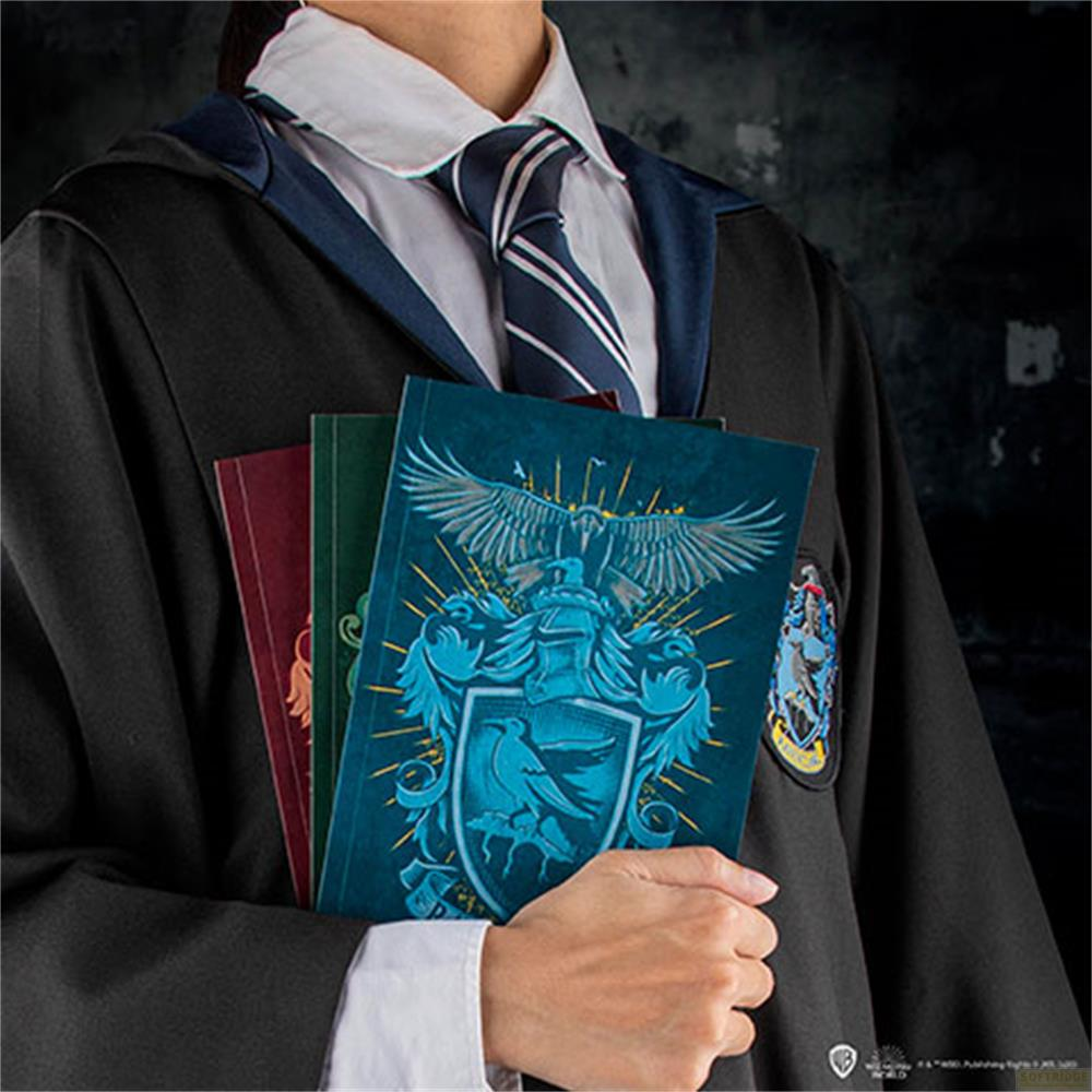 Person im schwarzen Umhang mit Krawatte hält Bücher mit Wappen.