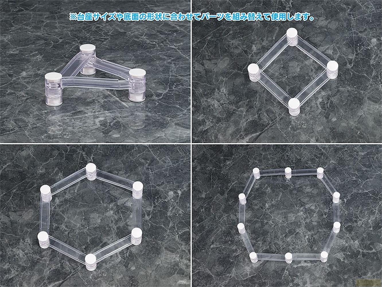 Transparente Bausteine in verschiedenen geometrischen Formen auf dunklem Hintergrund.