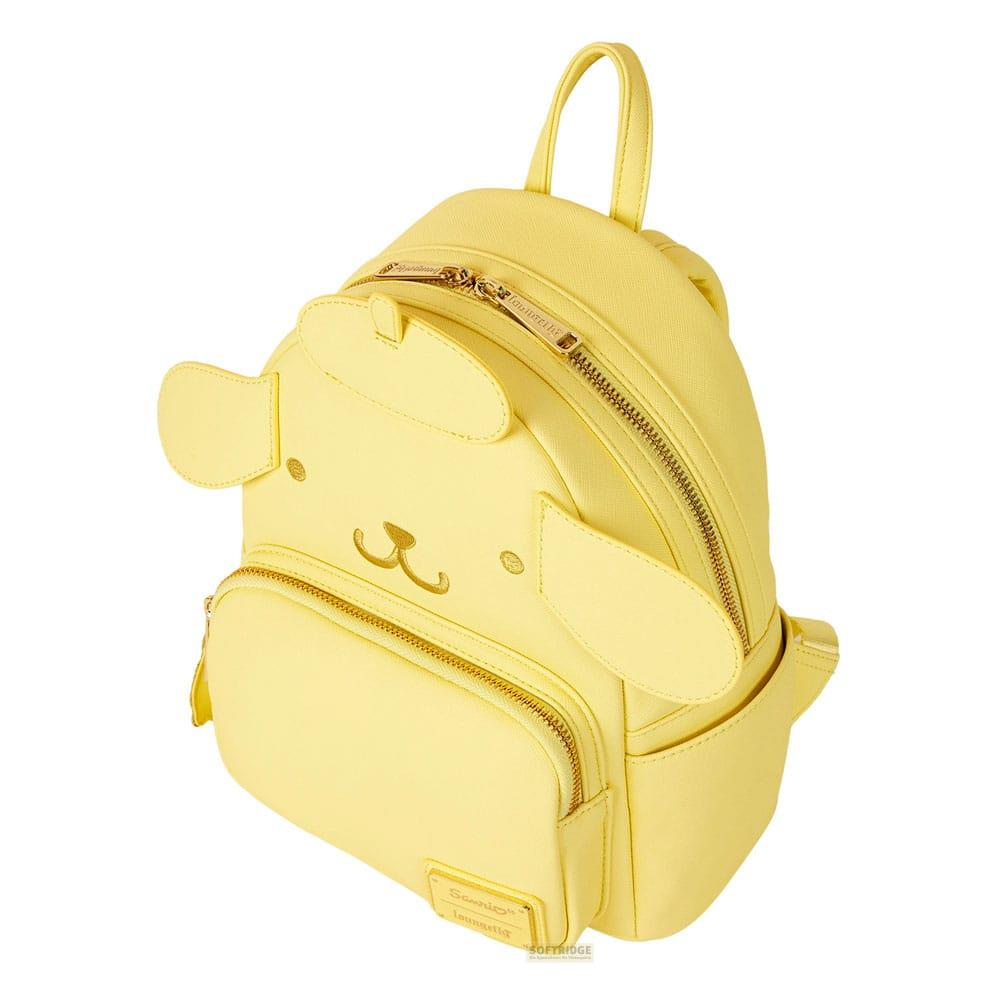 Una mochila amarilla con orejas y cara, inspirada en Pompompurin.