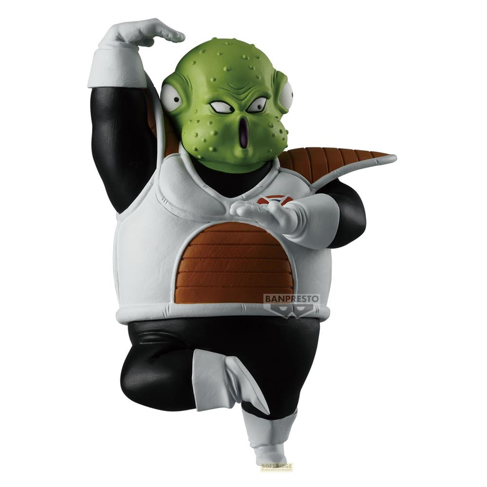 Figura verde con armadura blanca y marrón, con un brazo levantado.