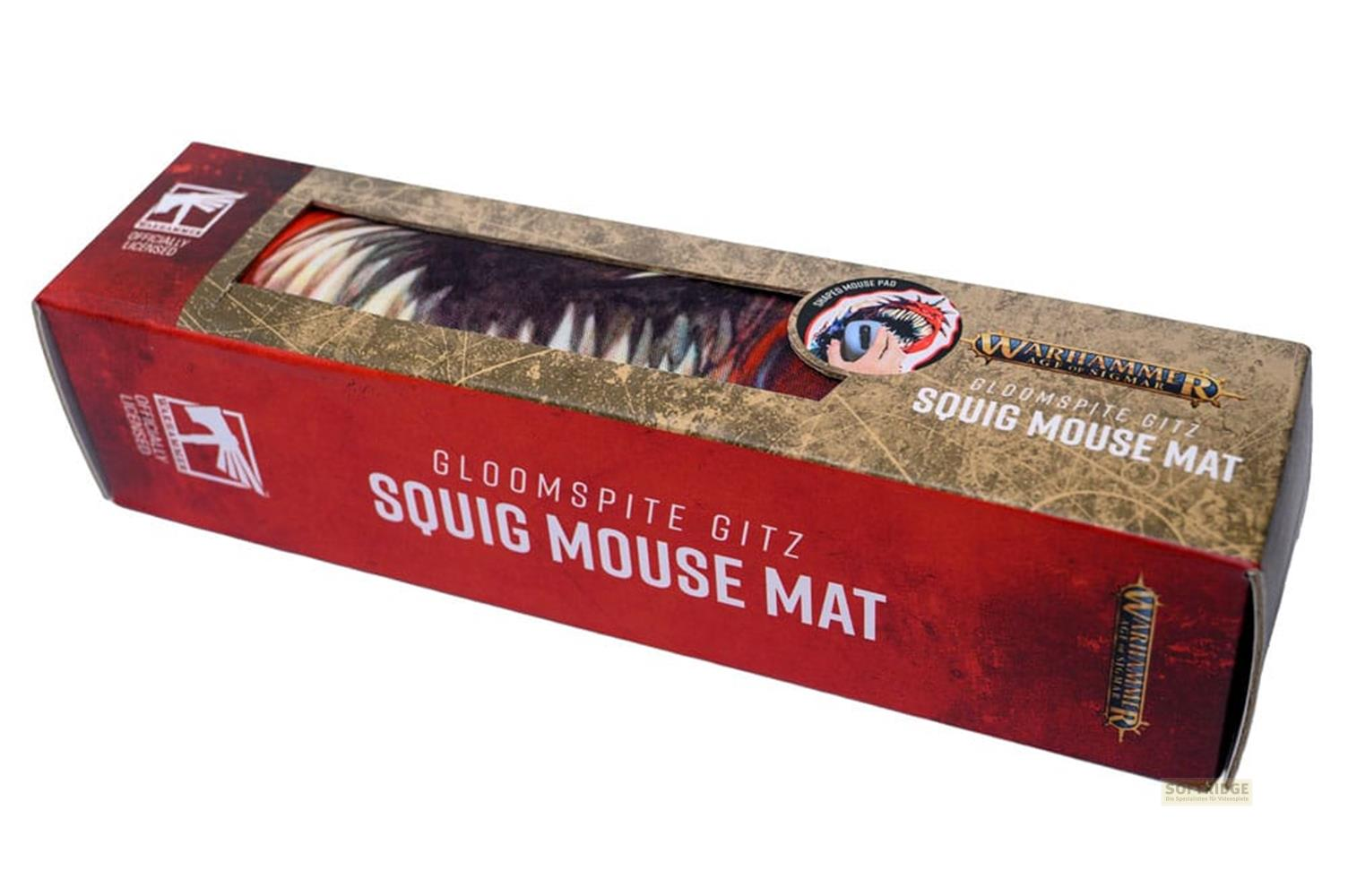 Verpackung für eine Warhammer Gloomspite Gitz Squig Mausmatte mit einem Bild eines Squigs.