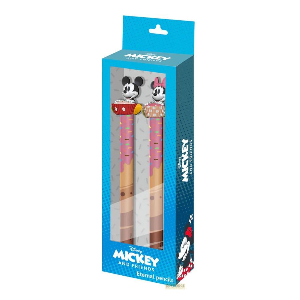 Verpackung mit zwei Disney Mickey & Friends ewigen Bleistiften mit Cupcake-Design.