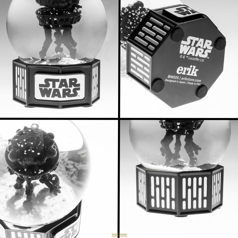 Bola de nieve de Star Wars con figura AT-ST y base de Destructor Estelar.