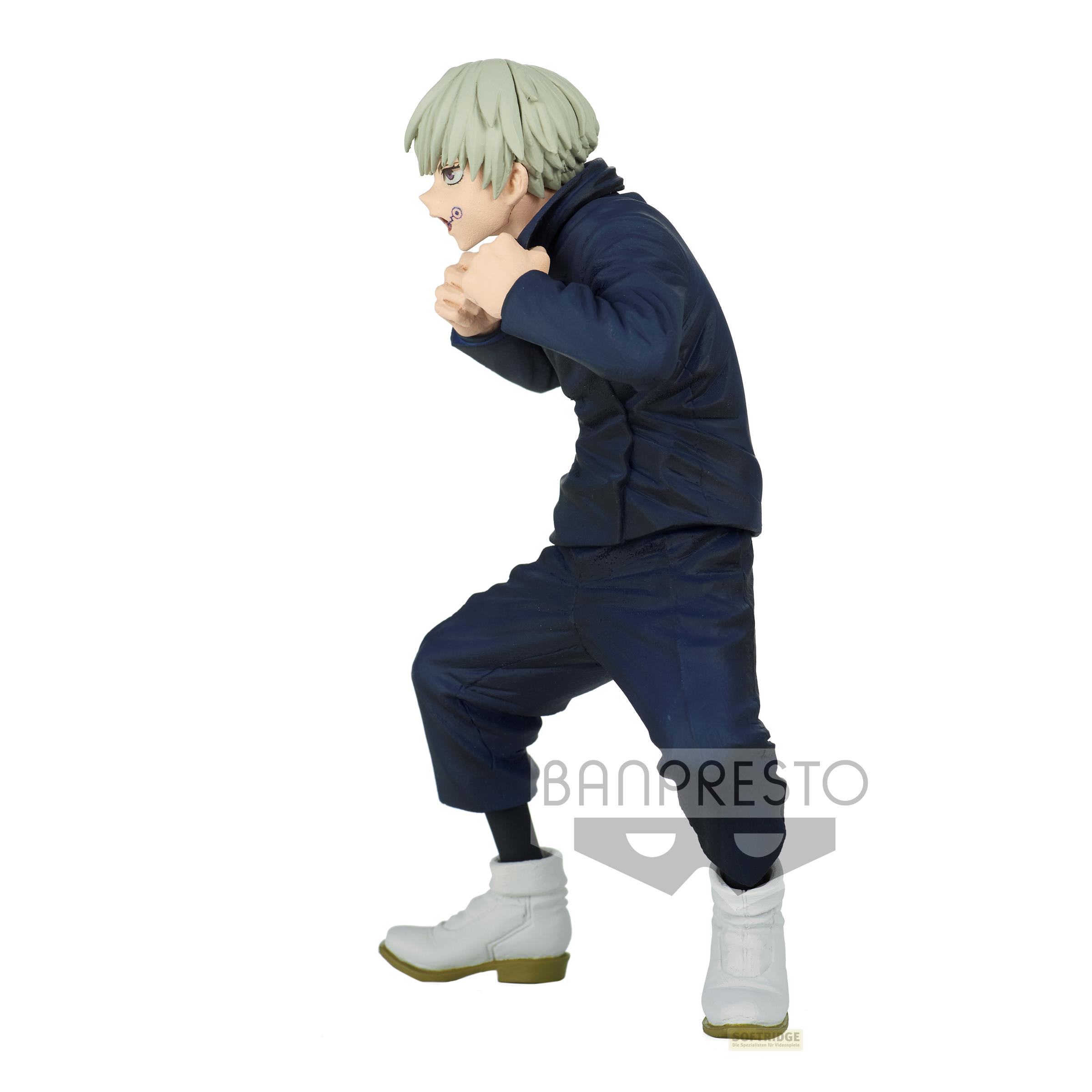 Figura de anime con pelo verde claro, uniforme oscuro y botas blancas.
