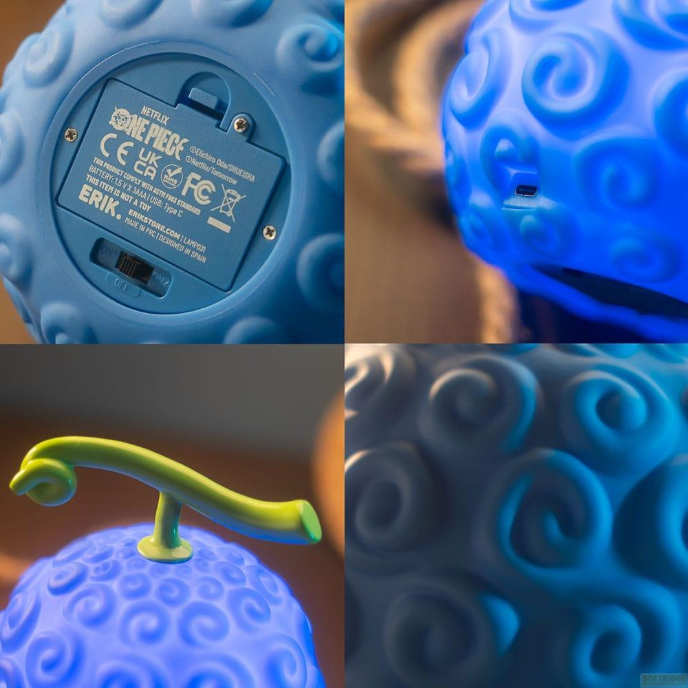 Blaue Teufelsfrucht-Lampe mit Wirbelmuster, Typ C-Anschluss.