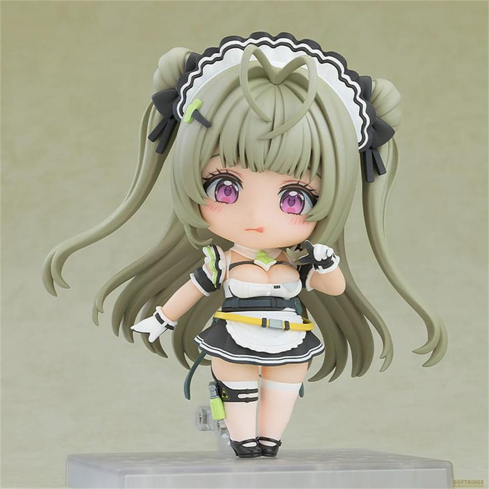 Figuretta chibi da cameriera con capelli biondi, occhi rosa, in abito bianco e nero.