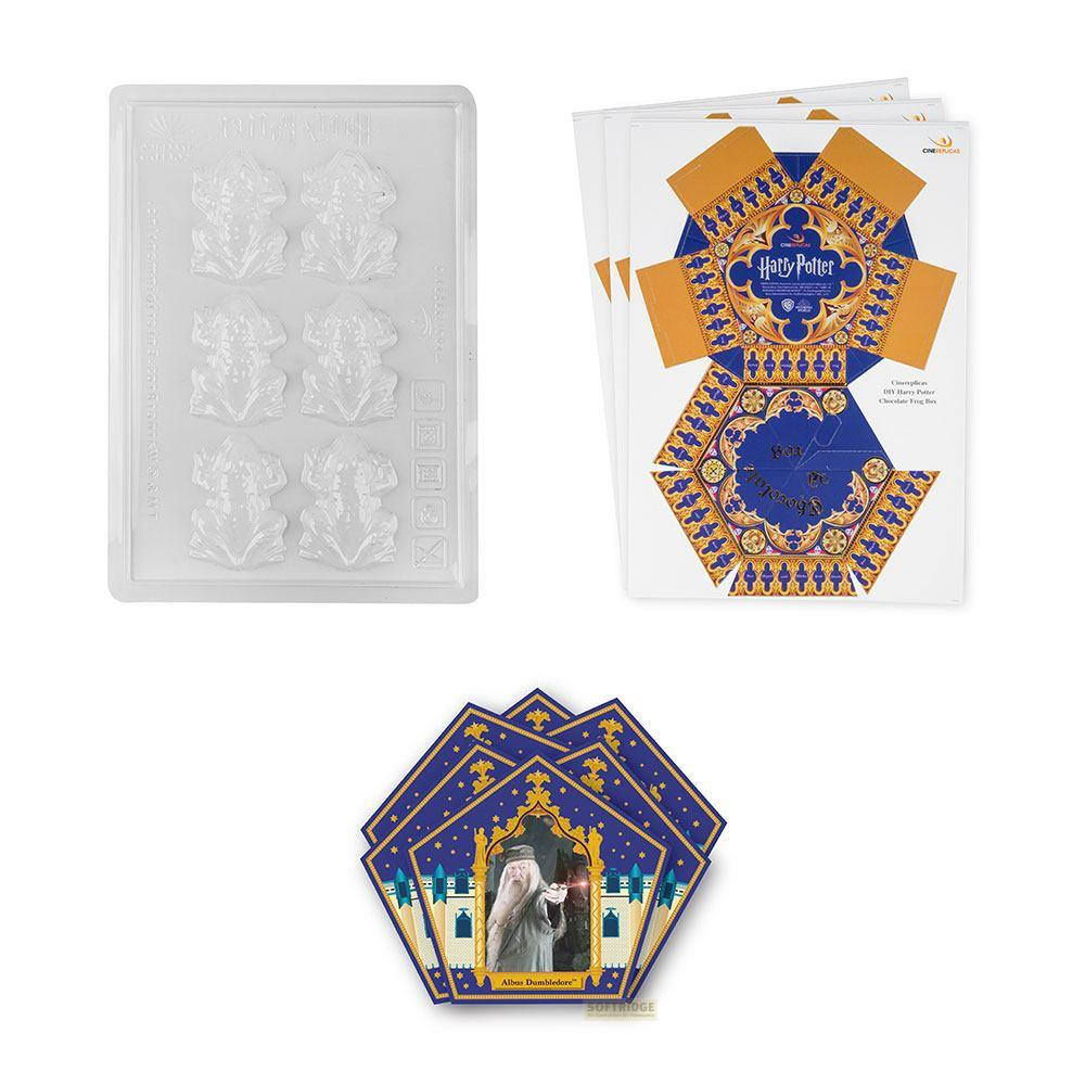 Stampo per cioccolato a forma di rana e fogli di confezionamento Harry Potter.