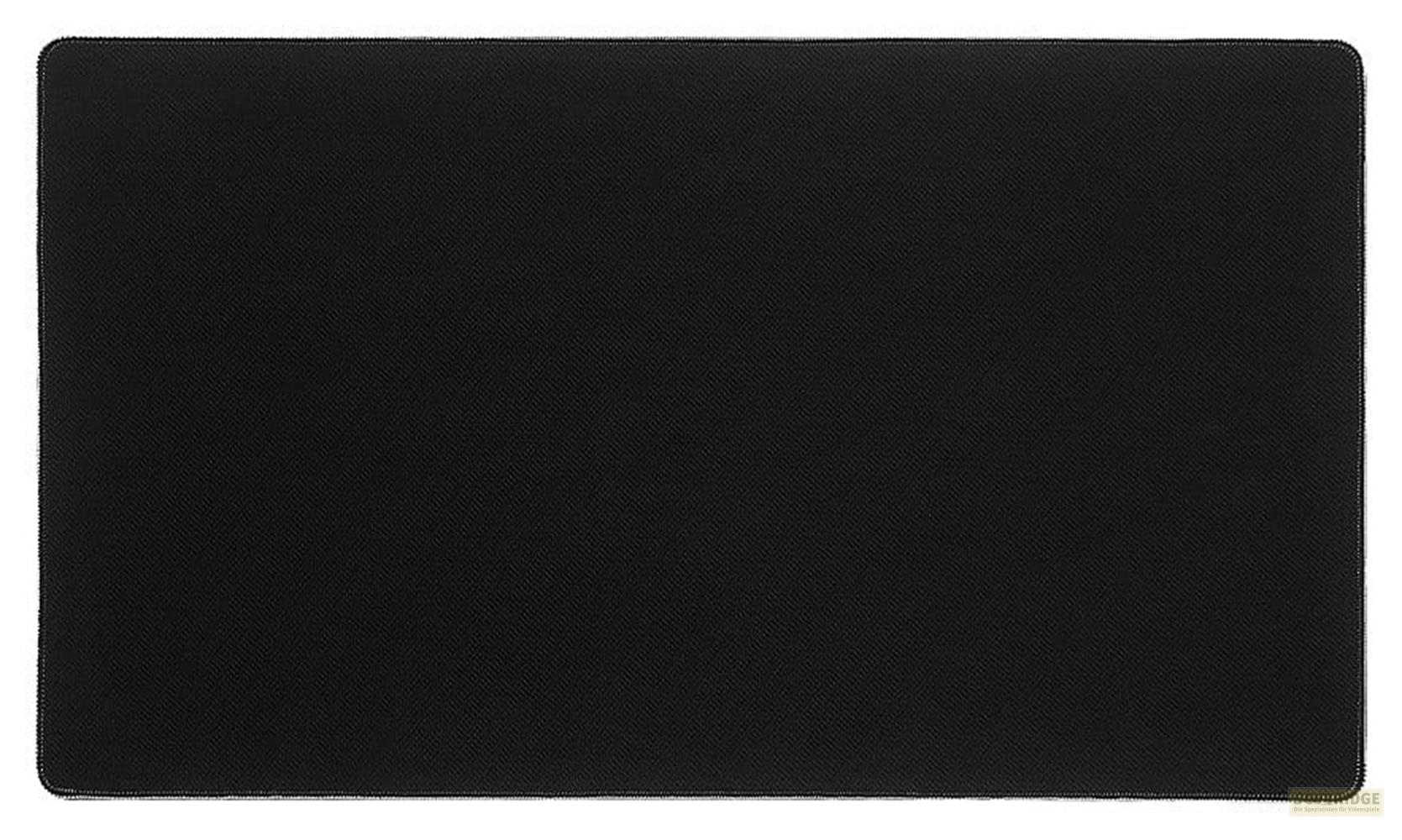 Schwarze, rechteckige Mausunterlage mit feiner Textur.