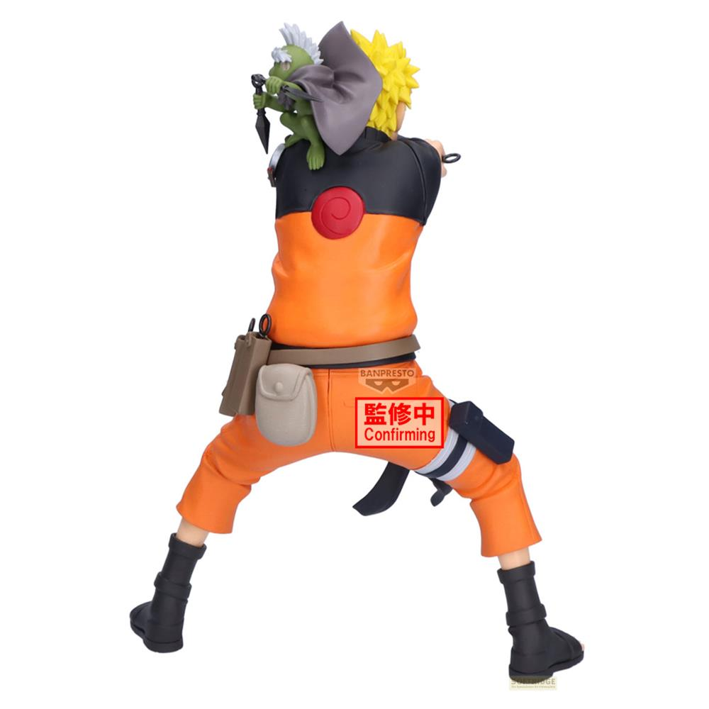 Figura de Naruto con una criatura verde en el hombro, vistiendo ropa naranja.
