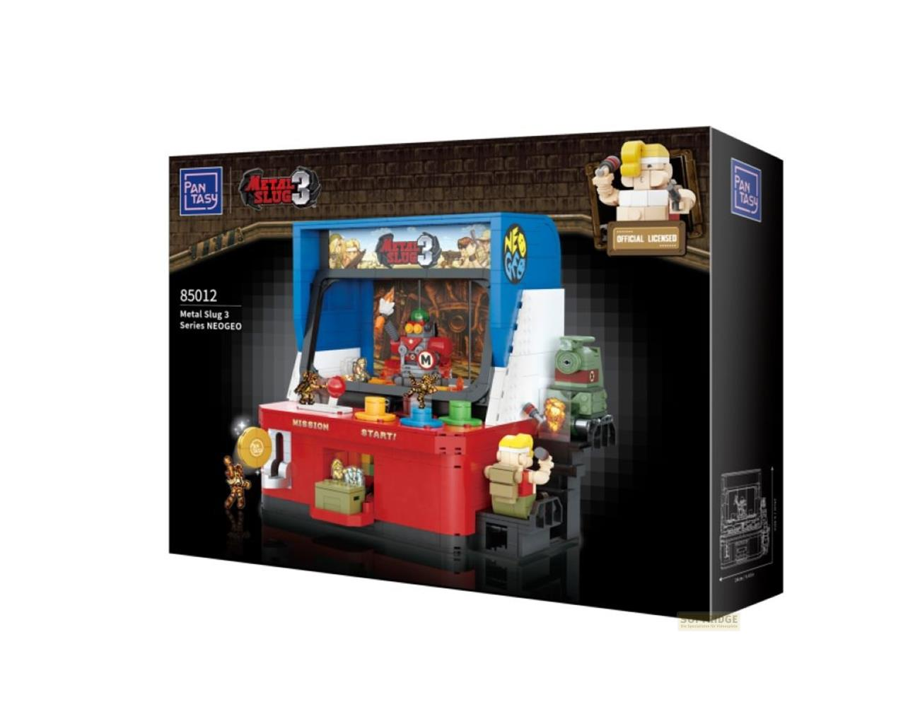 Jeu de jouets d'arcade Pan Tasy Metal Slug 3 avec figurines et borne d'arcade.