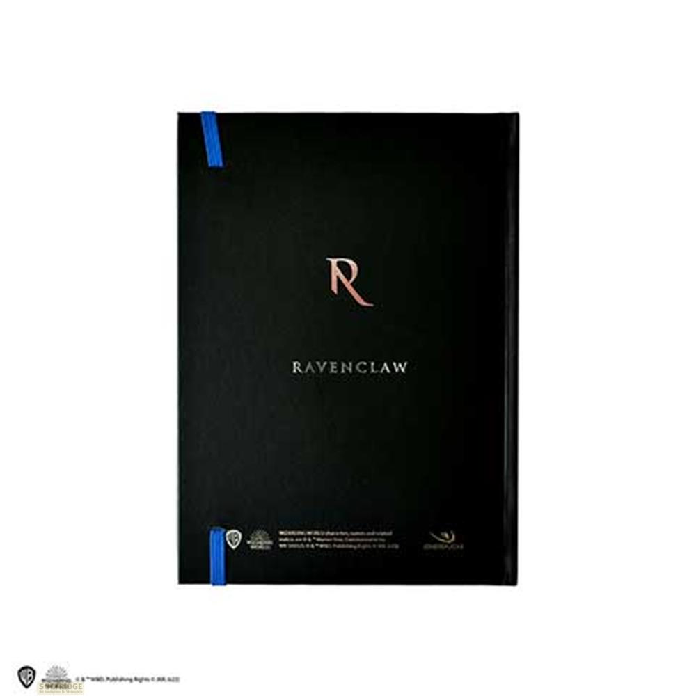 Schwarzes Notizbuch mit einem roten R und RAVENCLAW-Schriftzug.