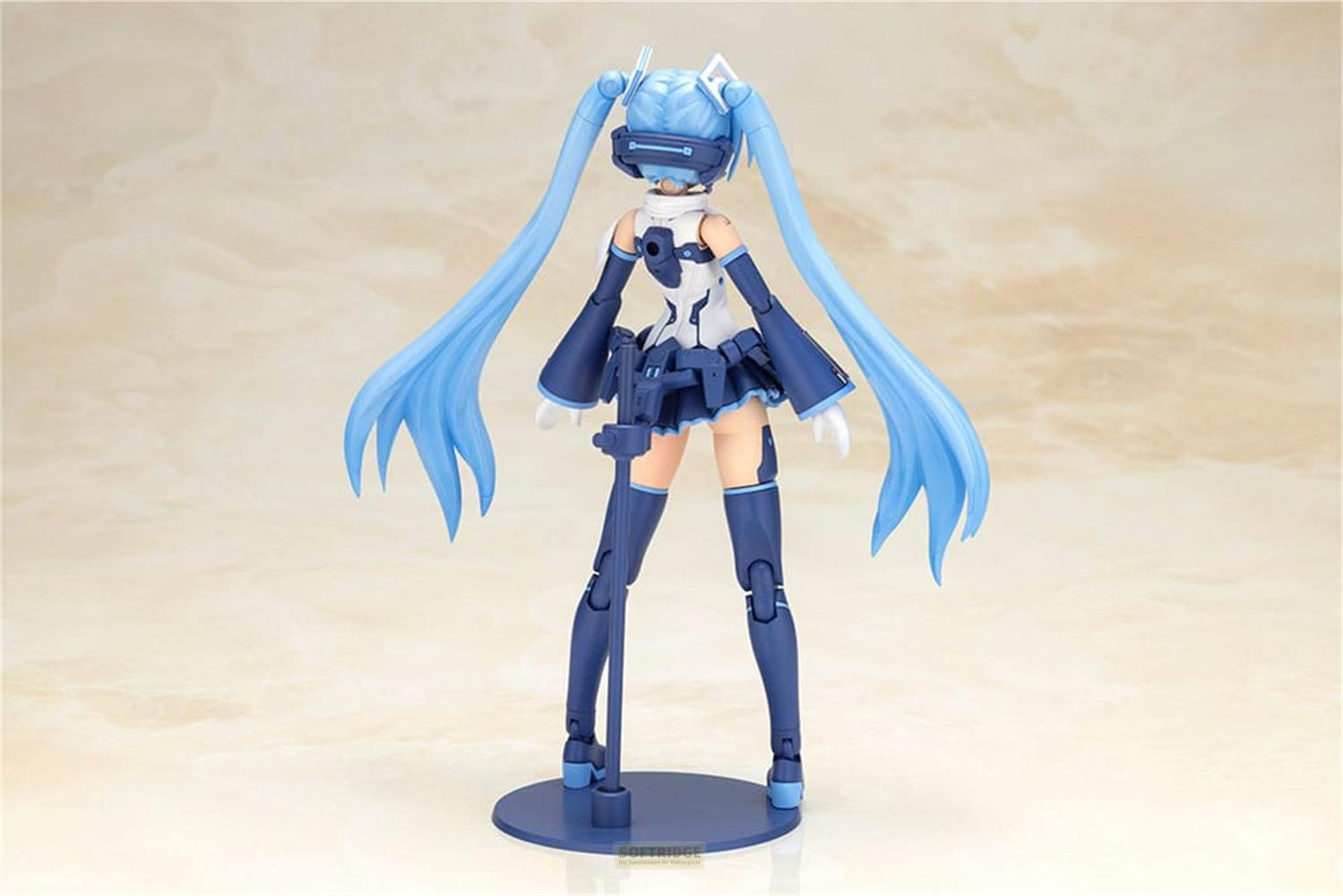 Une figurine féminine aux cheveux bleus et lunettes VR.