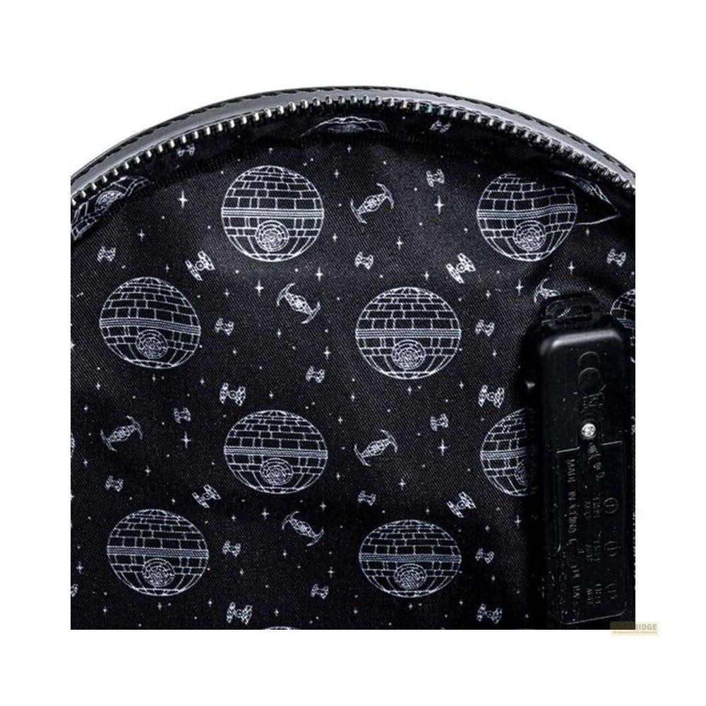 Tela negra con estampado blanco: Estrellas de la Muerte y cazas TIE. Negro, blanco.