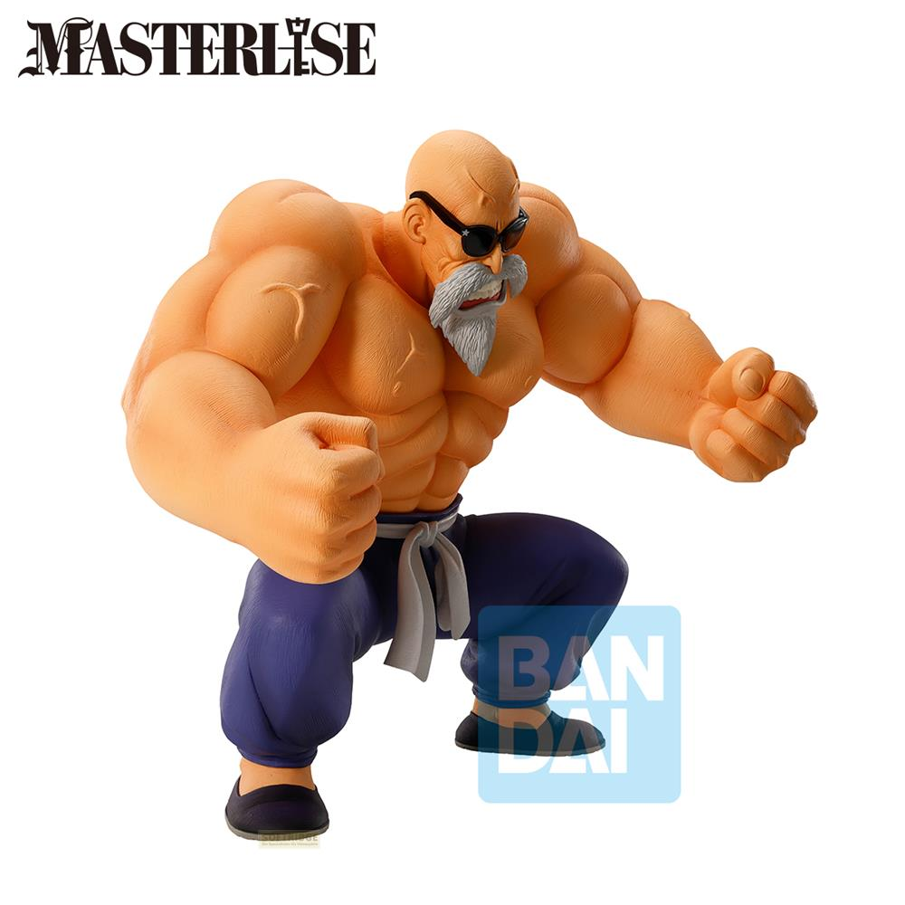 Una figura de acción de un hombre musculoso calvo con barba y gafas de sol, con pantalones azules.