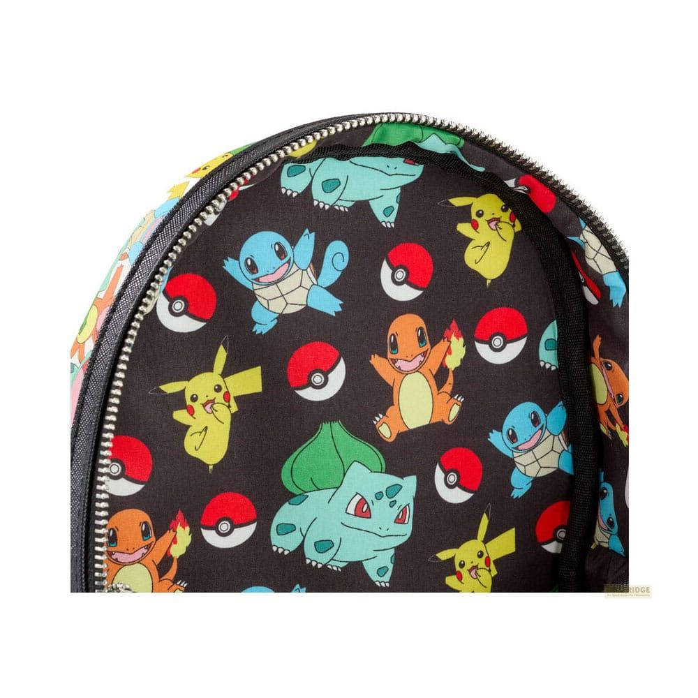 Mochila con estampado de Pokémon: Pikachu, Charmander, Squirtle y Bulbasaur.