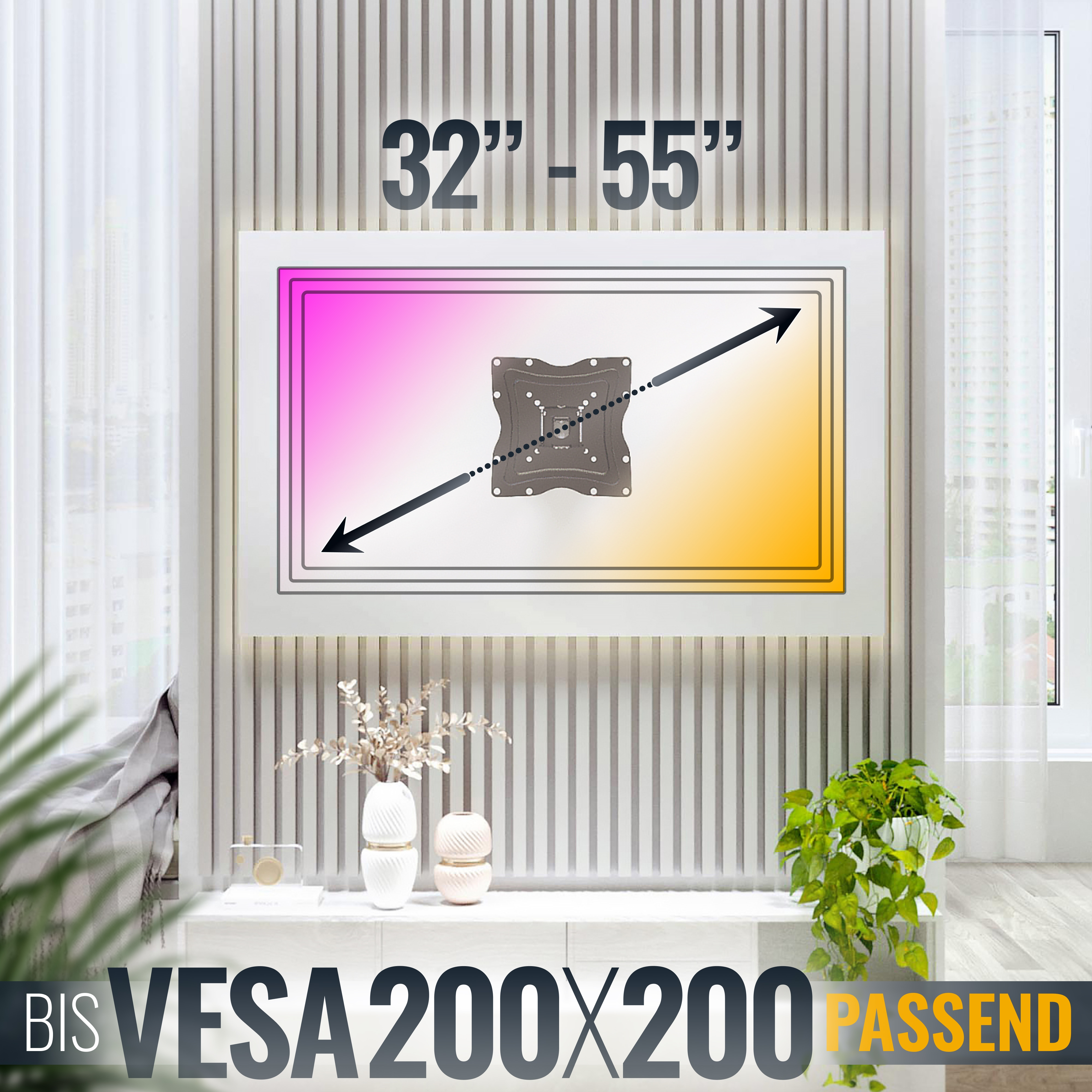 Halterung für 32-55 Zoll Fernseher, VESA 200x200.