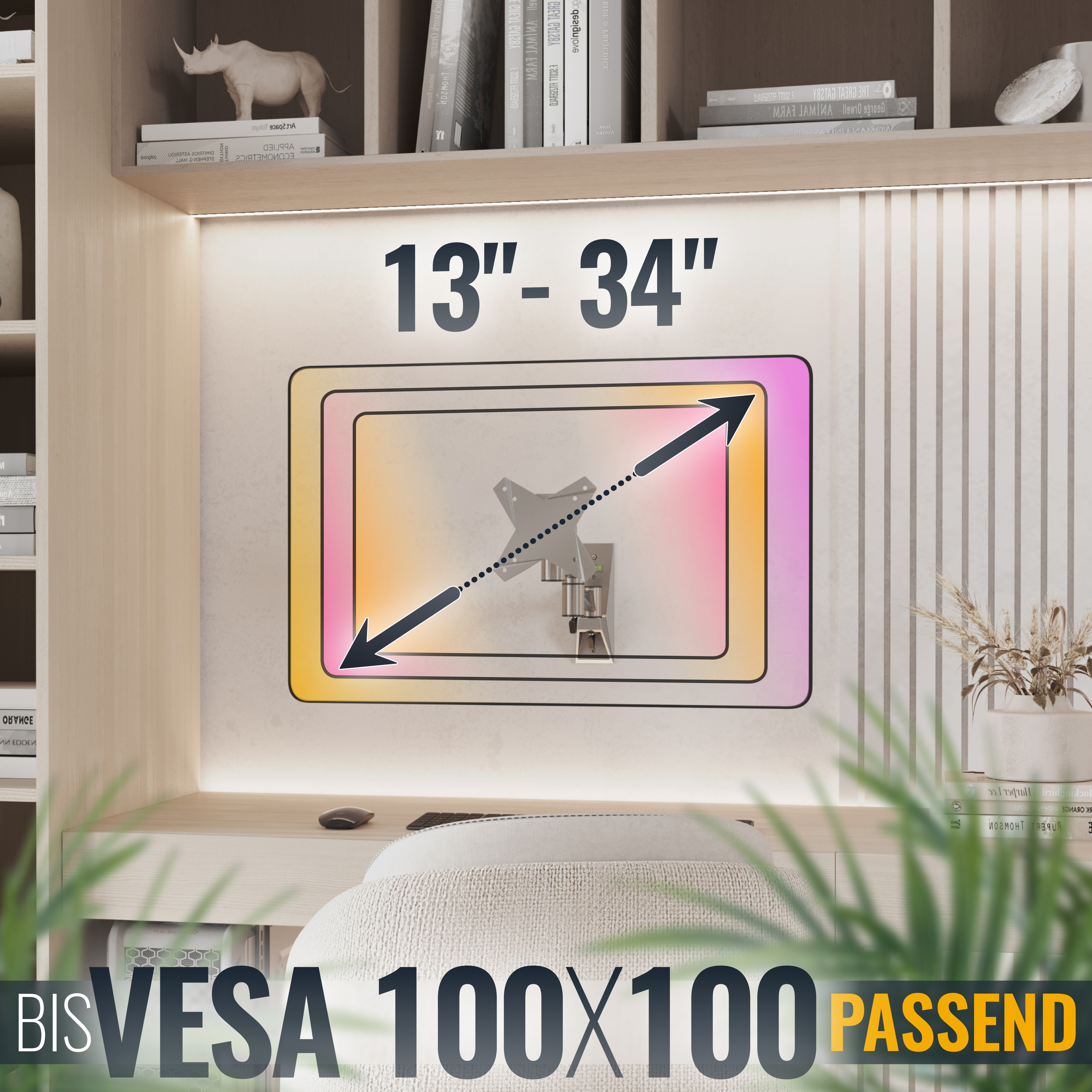 Bildschirmhalterung für 13-34 Zoll Monitore mit VESA 100x100.
