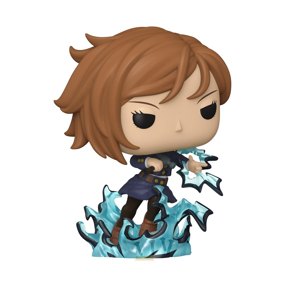 Eine Figur mit braunen Haaren und einem blauen Kleid steht auf blauem Eis.