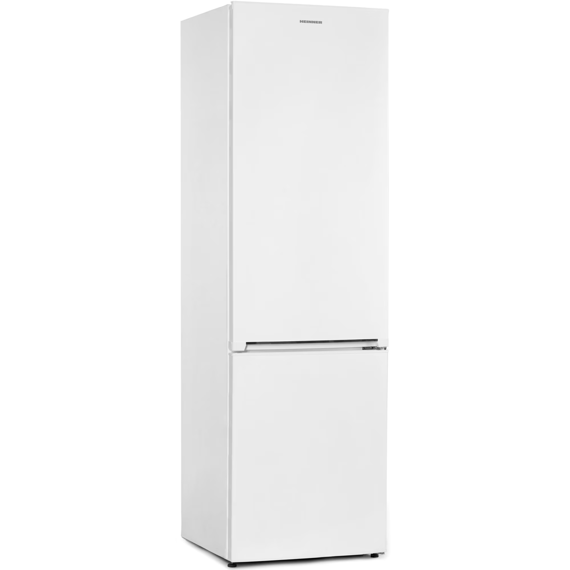 Un réfrigérateur blanc avec compartiment congélateur sur fond blanc.