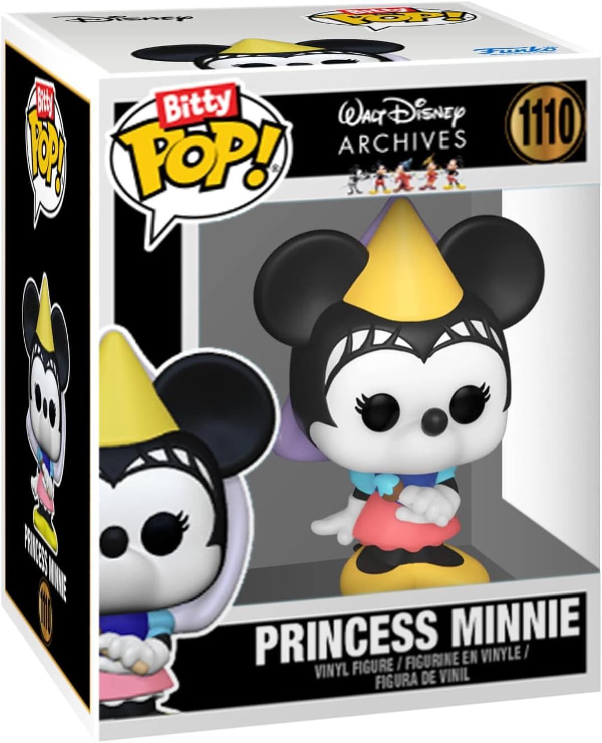 Action figure Funko Pop! in vinile della Principessa Minnie con cappello giallo.