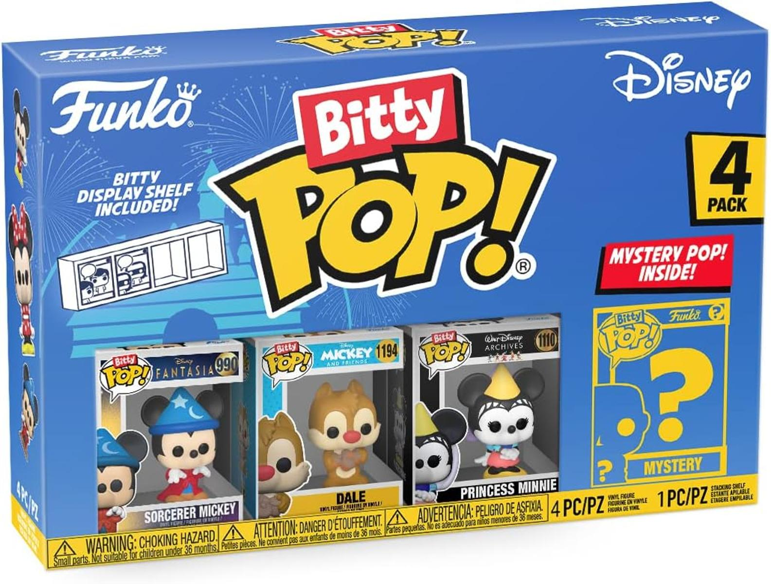 Funko Bitty Pop! Disney confezione da 4 con Sorcerer Mickey, Dale, Princess Minnie e Mystery Pop!