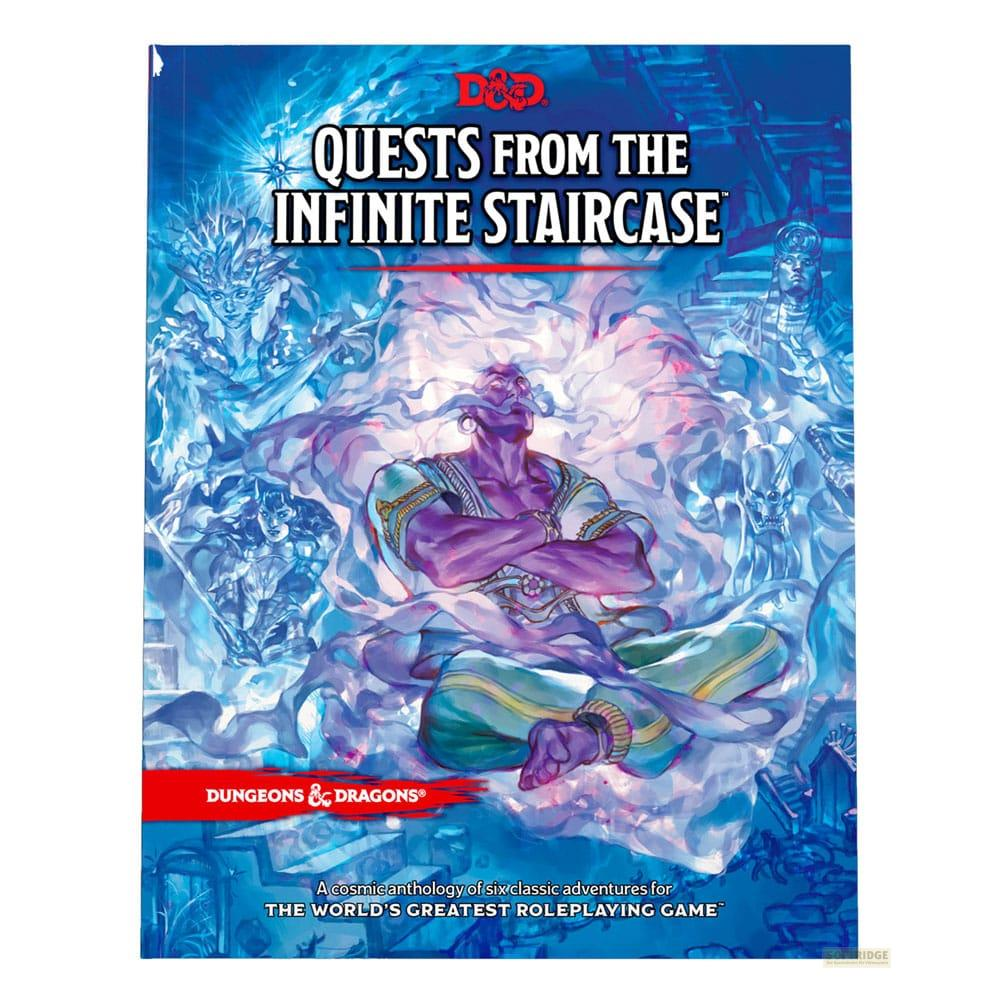 Couverture de livre D&D : Un être violet assis en tailleur sur fond bleu avec des figures de glace.