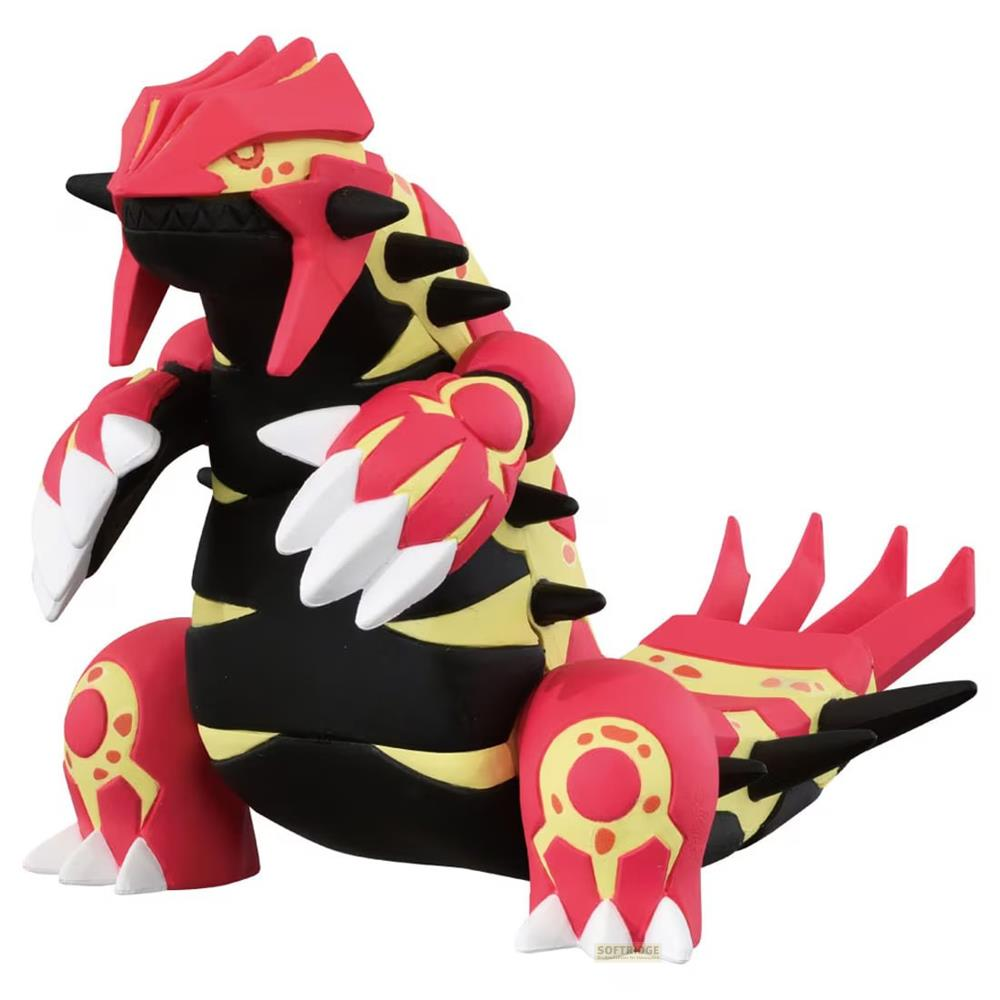 Ein roter und gelber Pokémon-Figur mit schwarzen Akzenten und Klauen.