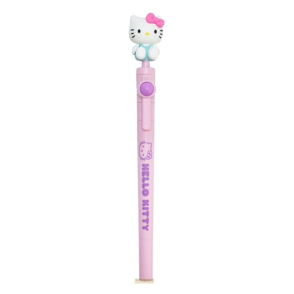 Ein rosafarbener Stift mit Hello Kitty Figur und Schriftzug.