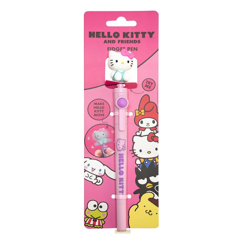 Hello Kitty Fidget Pen mit Freunden auf rosa Verpackung.