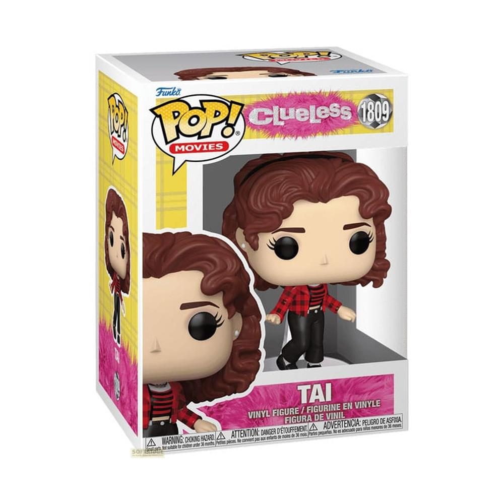 Figura Funko Pop! Tai de Clueless, chaqueta a cuadros roja, pantalones negros.
