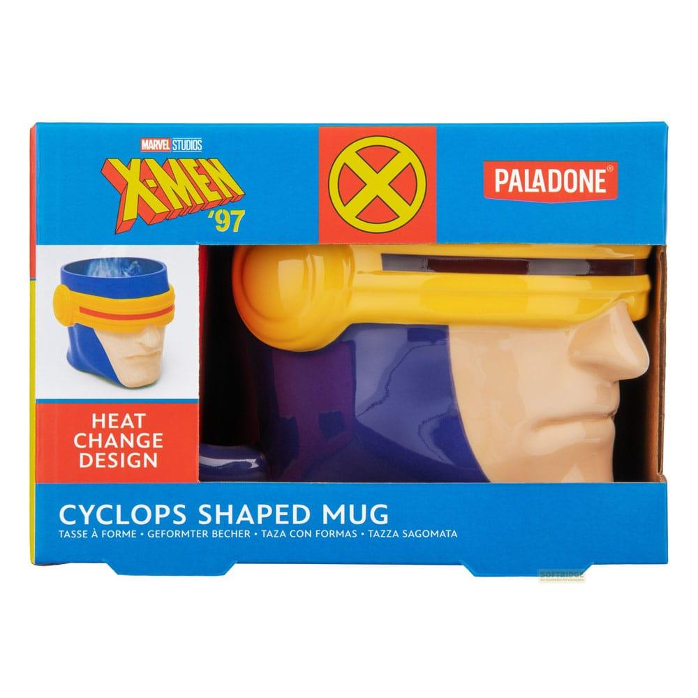 Ein Cyclops-förmiger Becher mit X-Men '97 Logo und Paladone-Schriftzug.