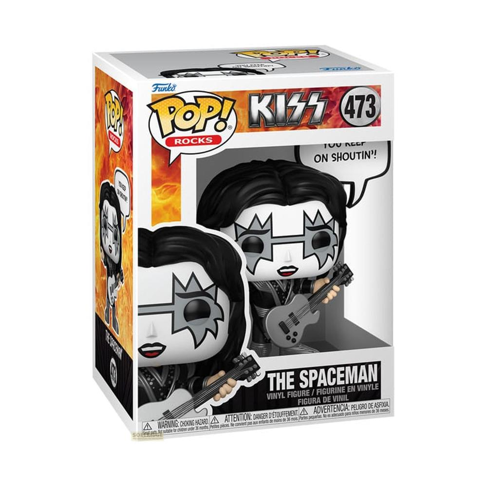 Funko Pop!-Figur von KISS "The Spaceman" mit Gitarre und schwarzem Haar.