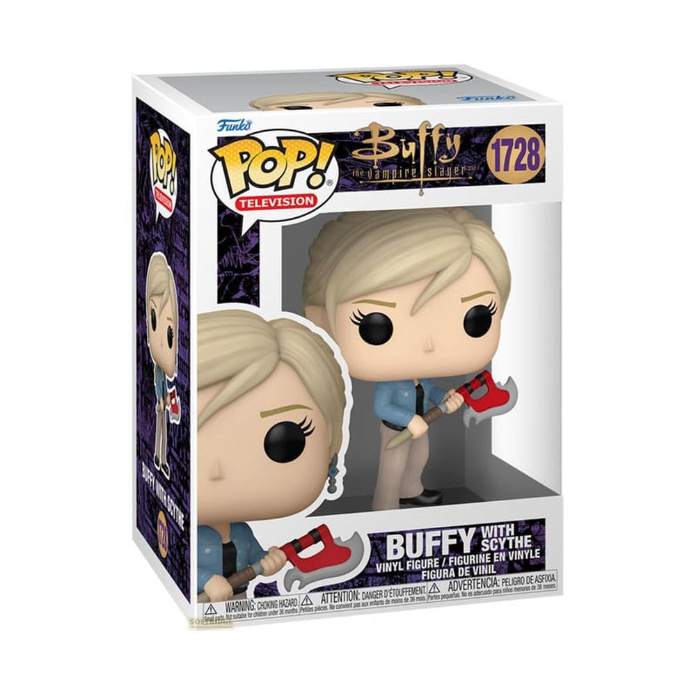 Figura de vinilo Funko Pop! Buffy con guadaña en caja.