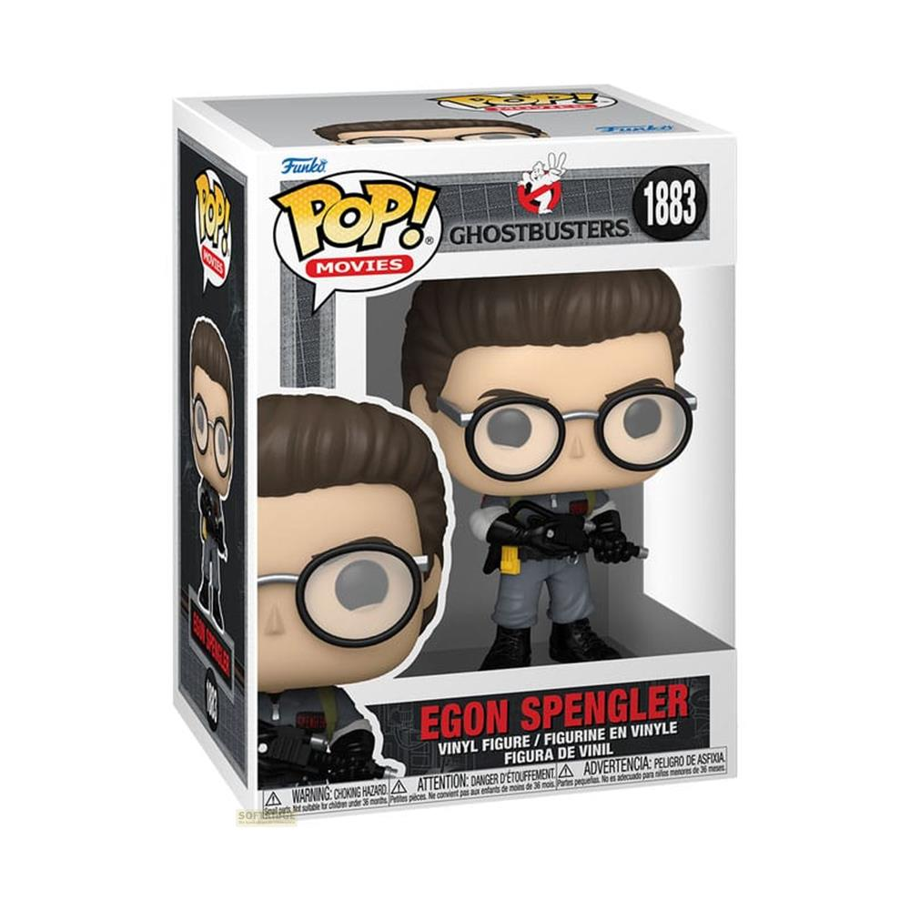 Figura Funko Pop! Egon Spengler de Ghostbusters en su caja.